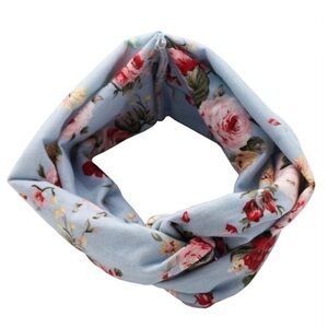 Floral boho baby blue headband